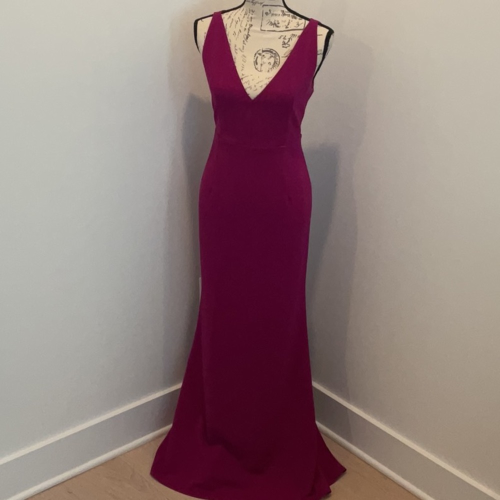 Lulu's Pink Sleeveless V-Neck Maxi Gown